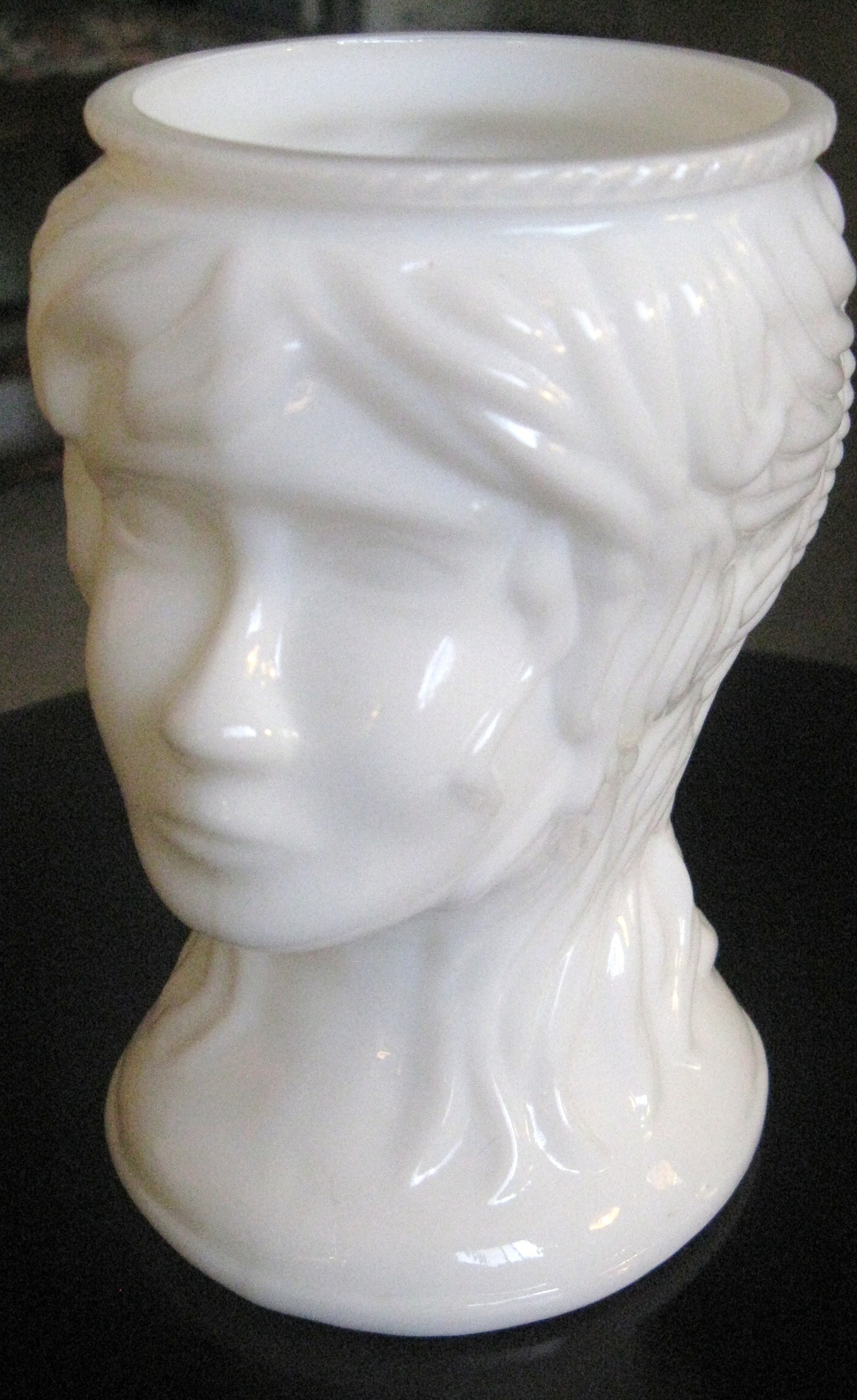 » Unknown Milk Glass Head Vase Granny's Glasses