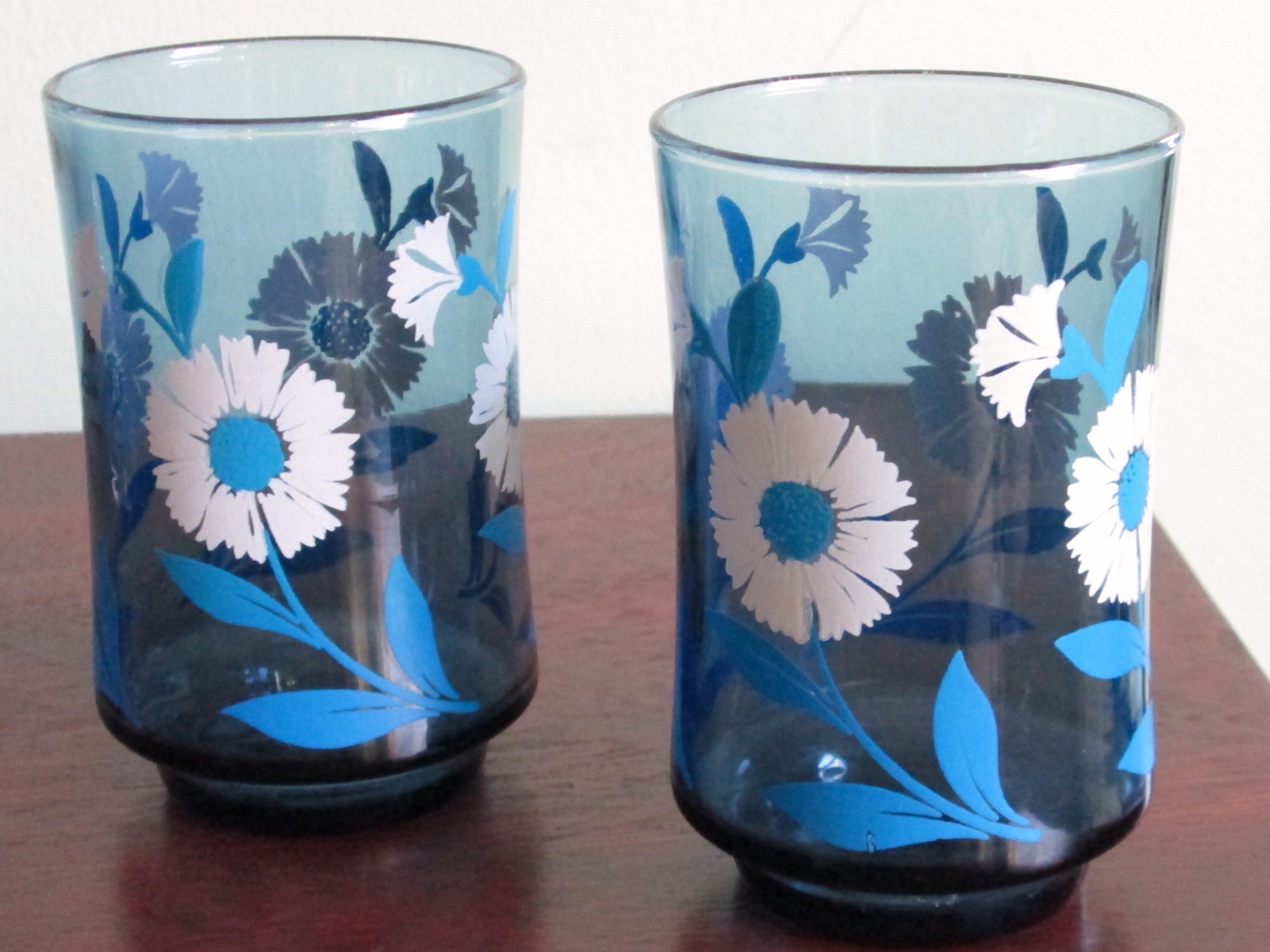» Libbey Juice Glasses Blue Floral Granny's Glasses